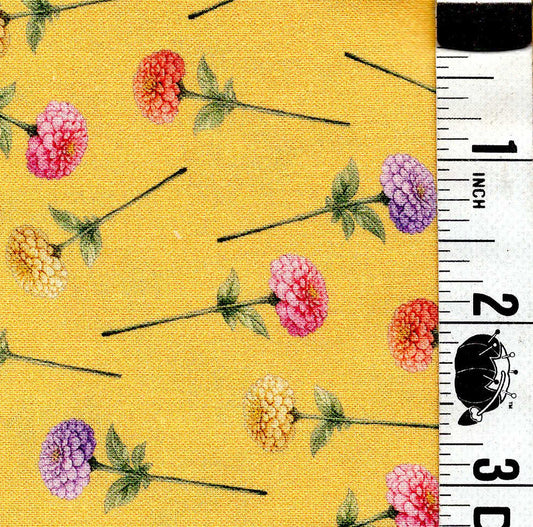 5-Yard Continuous Fabric Cuts Flowers on Yellow – Endless Possibilities!