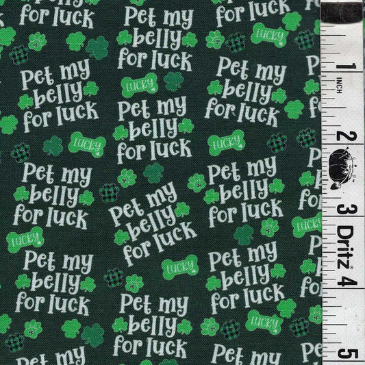 END OF BOLT 700 Green St Patricks Day Dog Fabric background 100% cotton quilting fabric