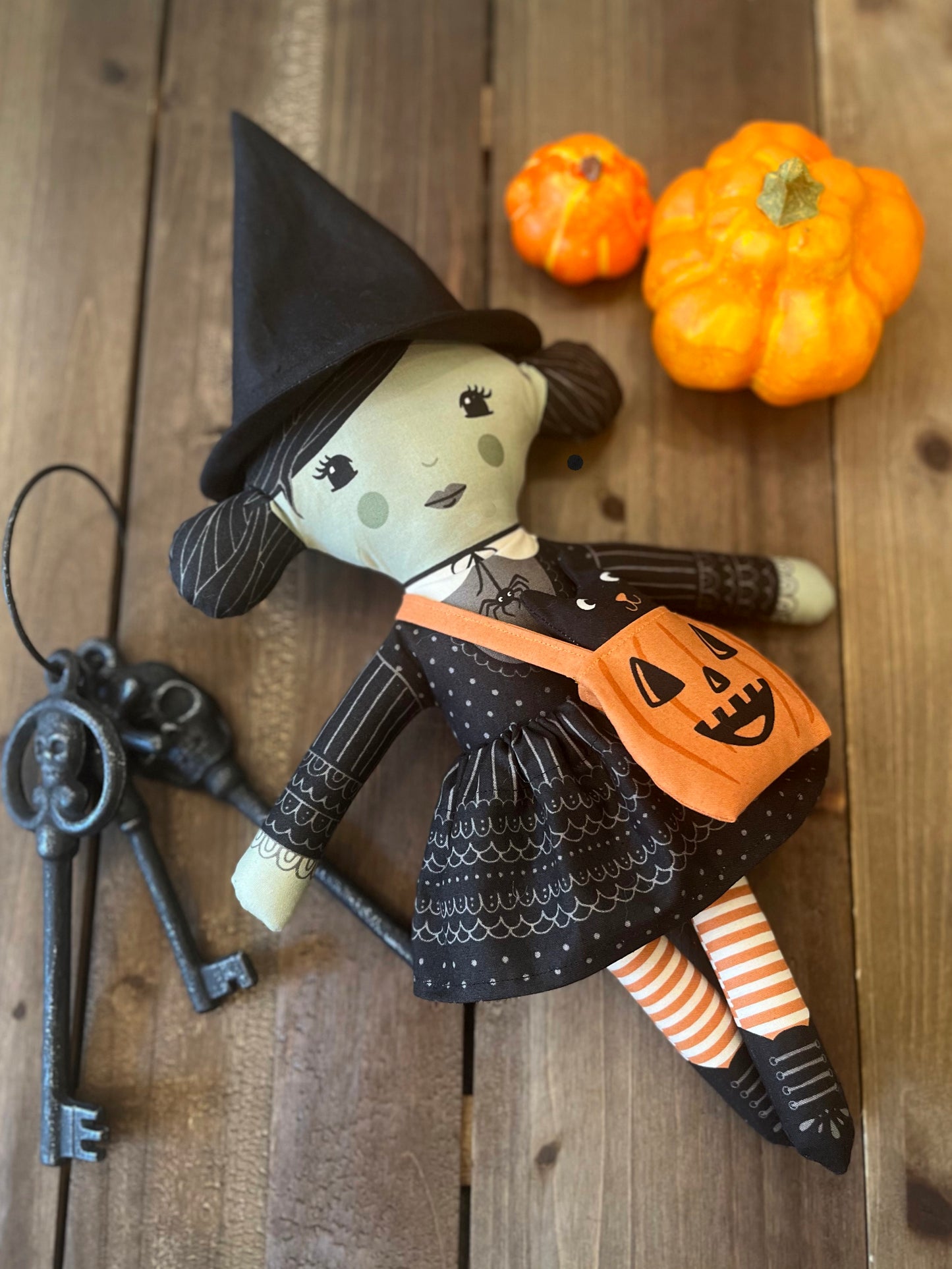 Home Sweet Haunt Panel Multi 20921 11 Moda Stacy Iest Hsu for Moda - Cut & Sew Doll Panel - Witch doll Halloween
