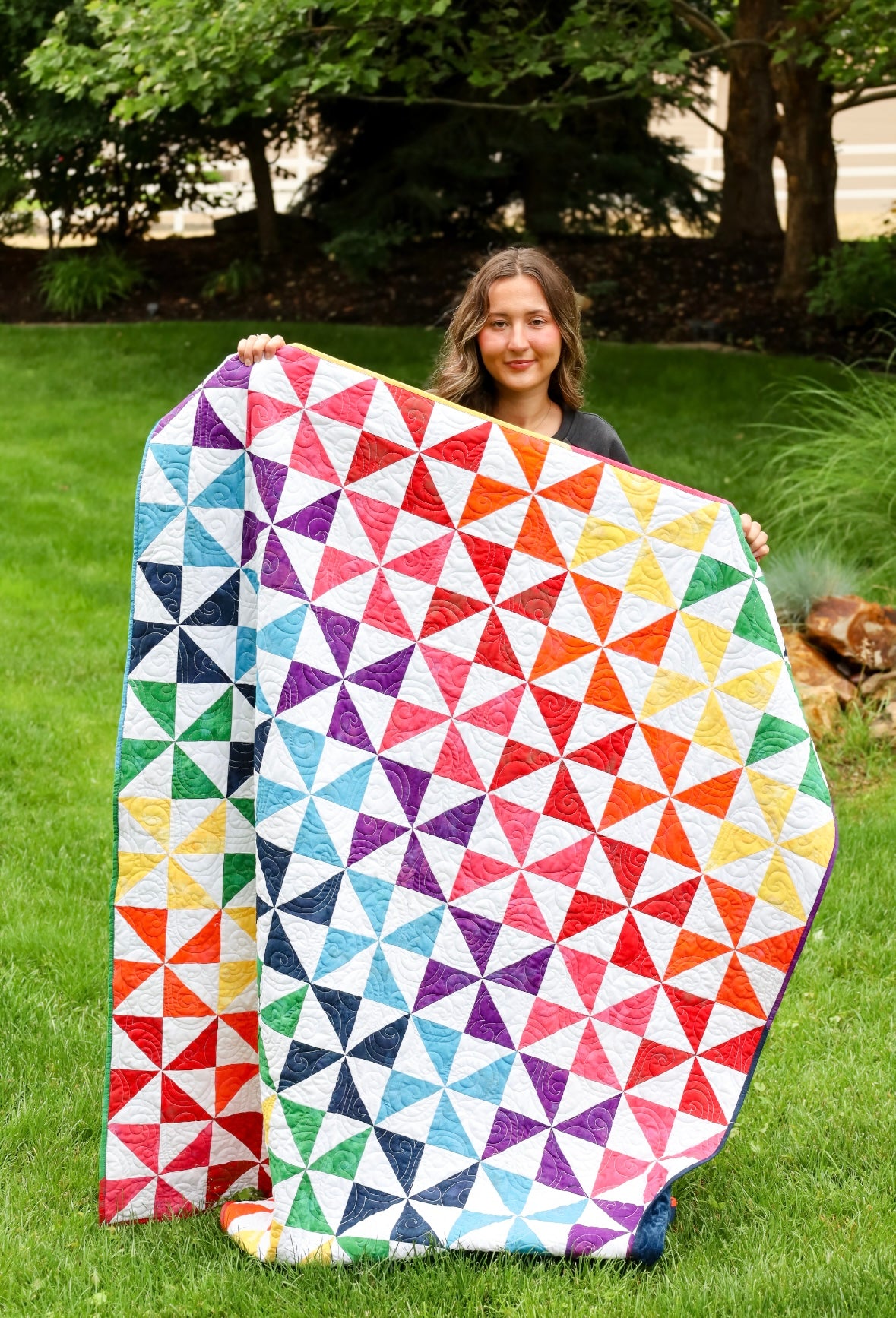 Pinwheel Perfection Rainbow Bright  Sew-Ready Quilt Kit Featuring Gorgeous Riley Blake Shabby Basics Line