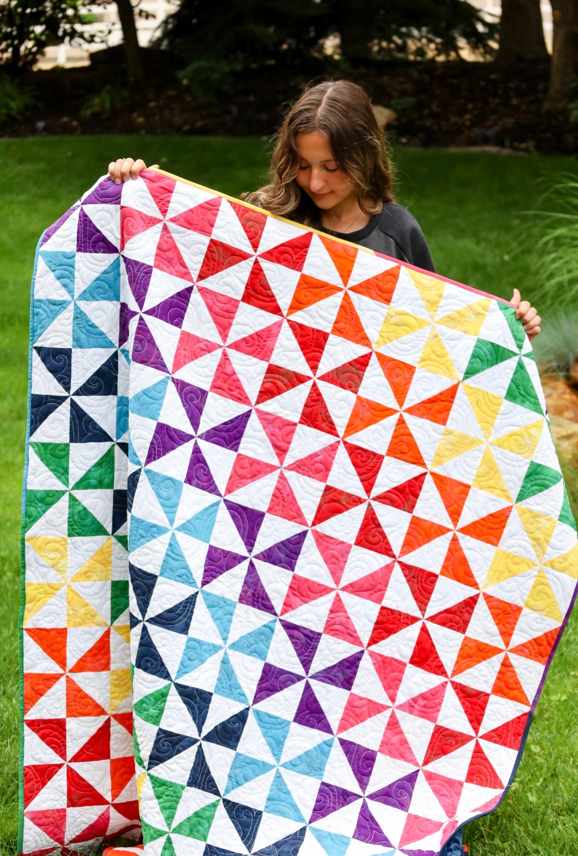Pinwheel Perfection Rainbow Bright  Sew-Ready Quilt Kit Featuring Gorgeous Riley Blake Shabby Basics Line