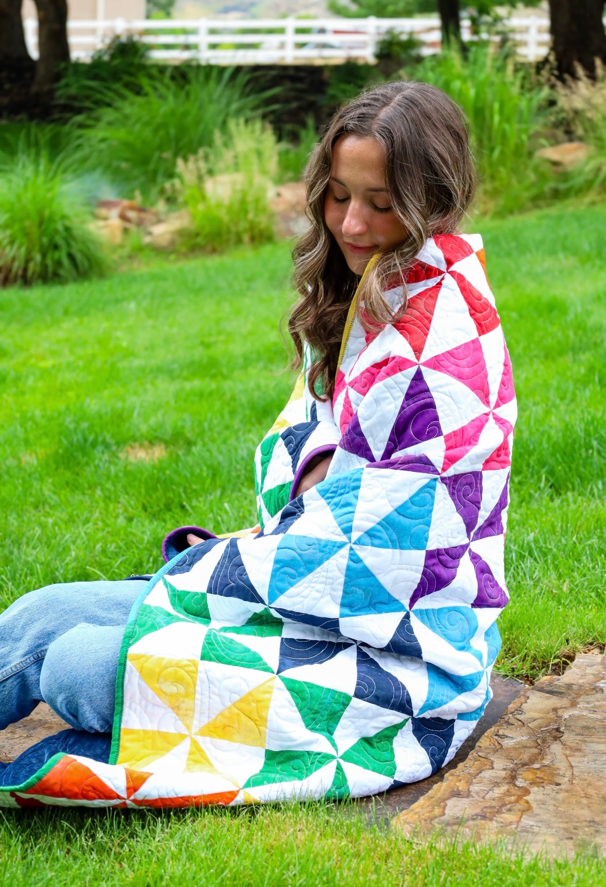 Pinwheel Perfection Rainbow Bright  Sew-Ready Quilt Kit Featuring Gorgeous Riley Blake Shabby Basics Line