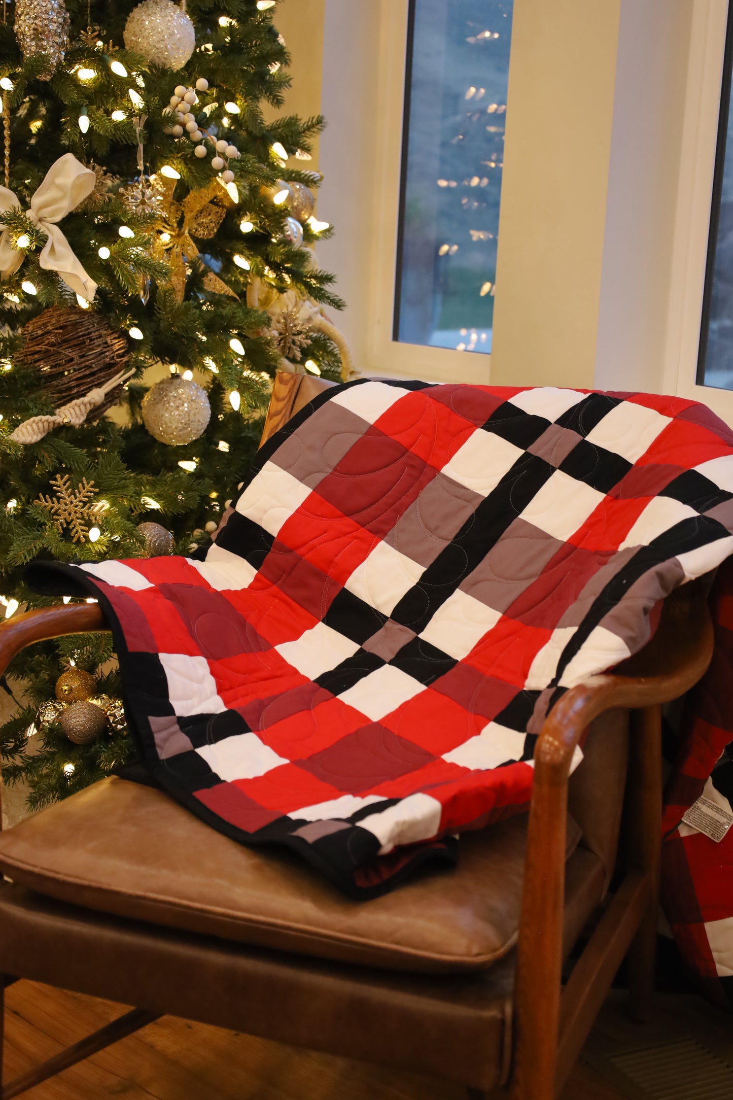 Toasty Tartan Red  Precut Sew-Ready Quilt Kit featuring Riley Blake Confetti Cotton Solids