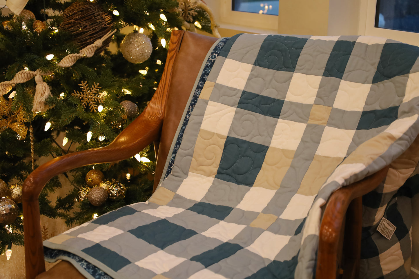 Toasty Tartan Blue  Precut Sew-Ready Quilt Kit featuring Riley Blake Confetti Cotton Solids