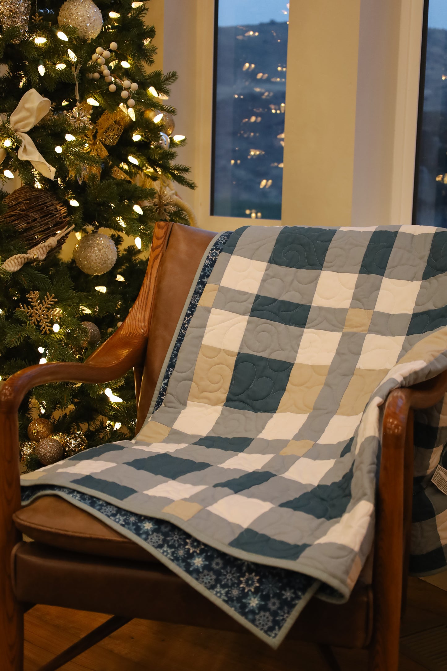 Toasty Tartan Blue  Precut Sew-Ready Quilt Kit featuring Riley Blake Confetti Cotton Solids