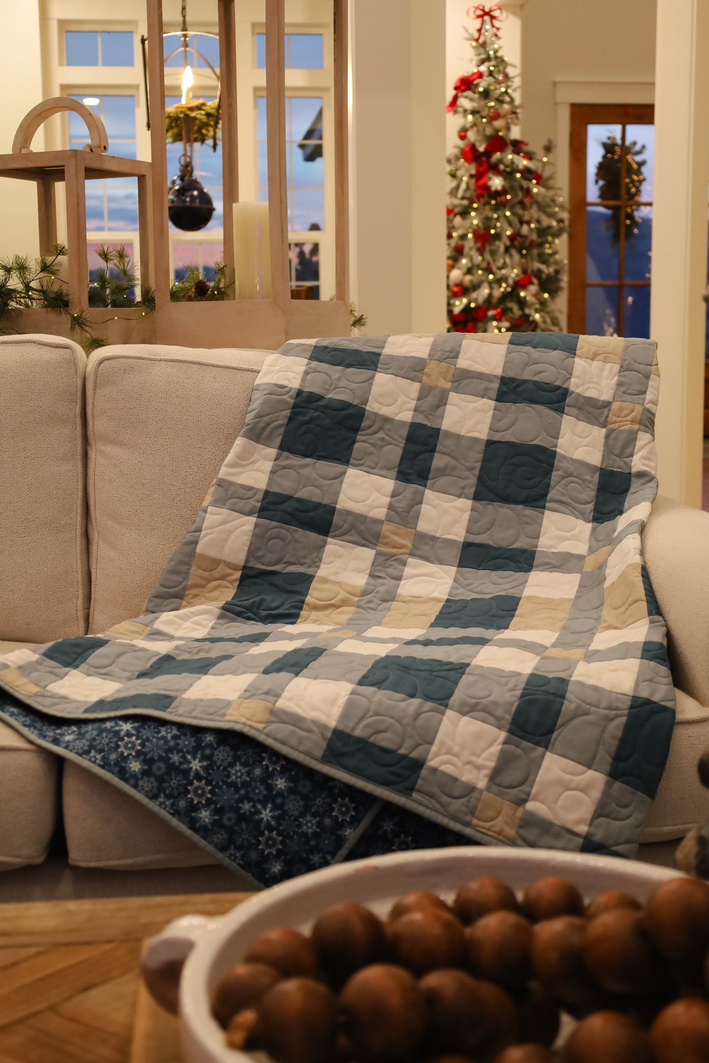 Toasty Tartan Blue  Precut Sew-Ready Quilt Kit featuring Riley Blake Confetti Cotton Solids