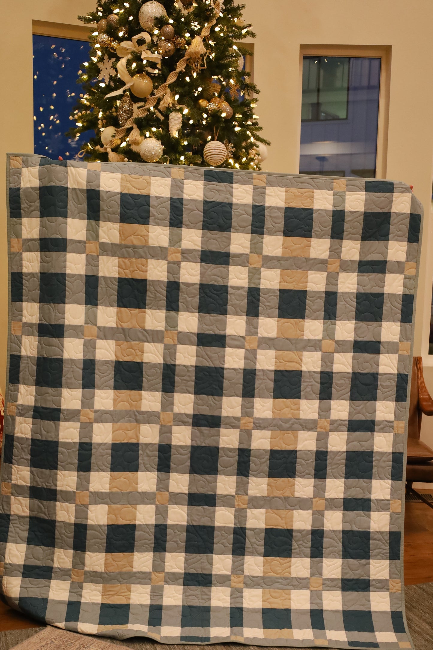 Toasty Tartan Blue  Precut Sew-Ready Quilt Kit featuring Riley Blake Confetti Cotton Solids