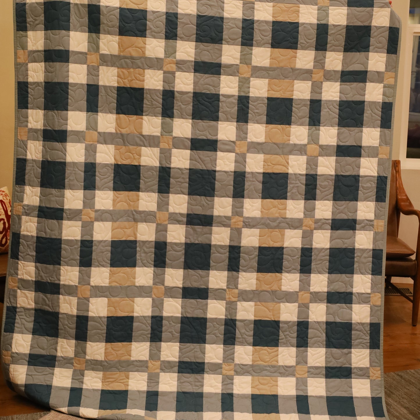 Toasty Tartan Blue  Precut Sew-Ready Quilt Kit featuring Riley Blake Confetti Cotton Solids