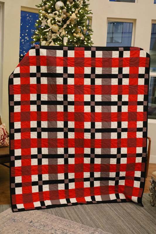 Toasty Tartan Red  Precut Sew-Ready Quilt Kit featuring Riley Blake Confetti Cotton Solids