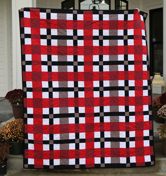 Toasty Tartan Red  Precut Sew-Ready Quilt Kit featuring Riley Blake Confetti Cotton Solids