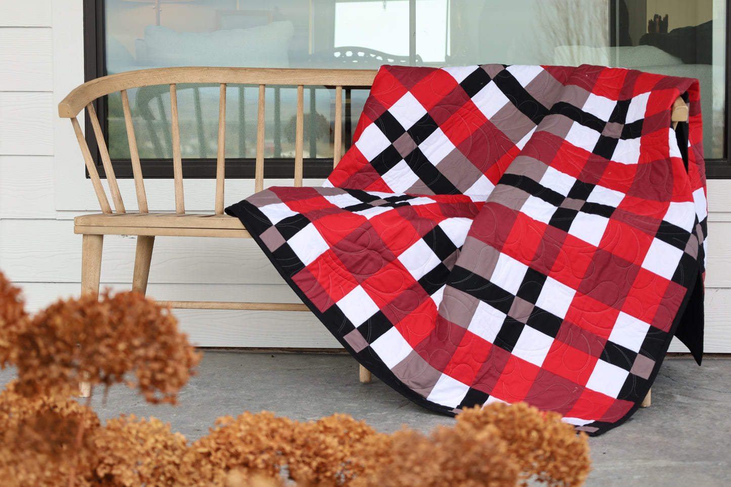 Toasty Tartan Red  Precut Sew-Ready Quilt Kit featuring Riley Blake Confetti Cotton Solids
