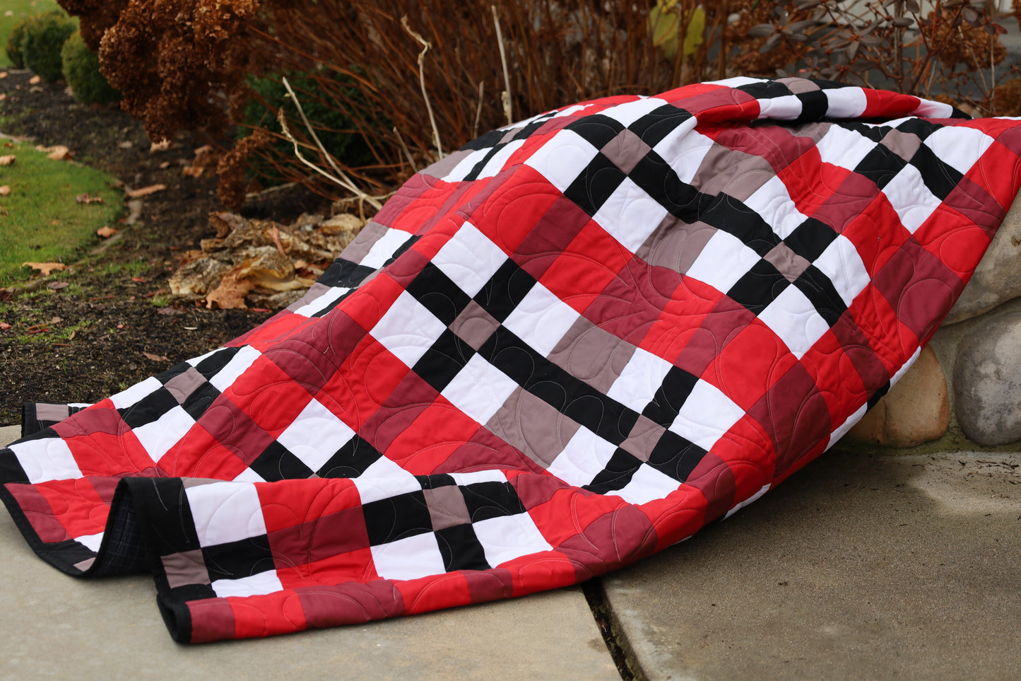 Toasty Tartan Red  Precut Sew-Ready Quilt Kit featuring Riley Blake Confetti Cotton Solids