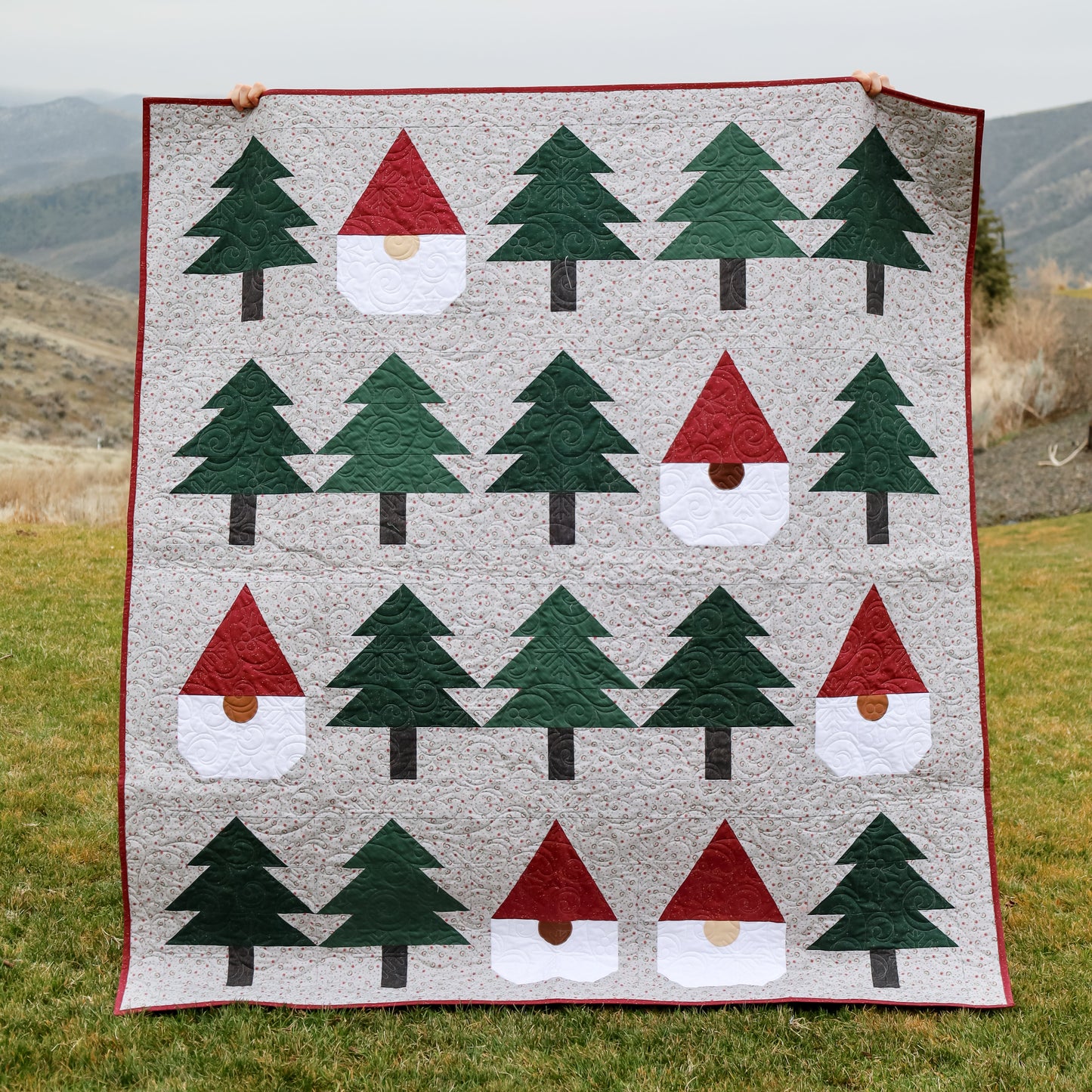 Gnomes Gone Wild in Greige Pre-Cut Quilt Kit Ready to sew