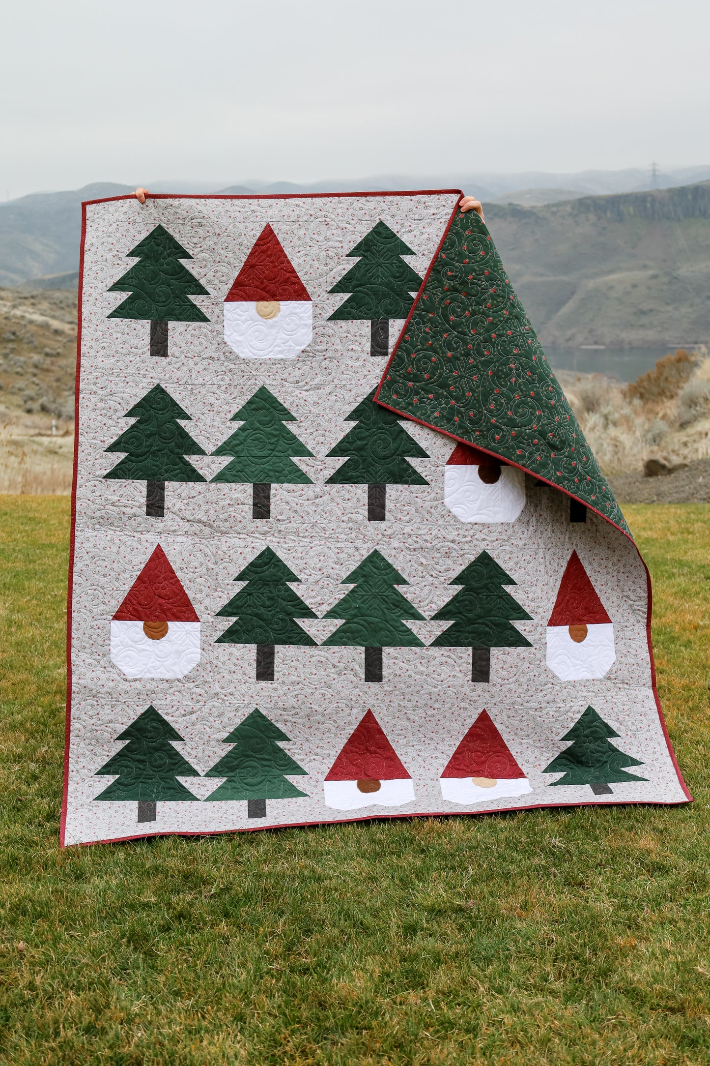Gnomes Gone Wild in Greige Pre-Cut Quilt Kit Ready to sew
