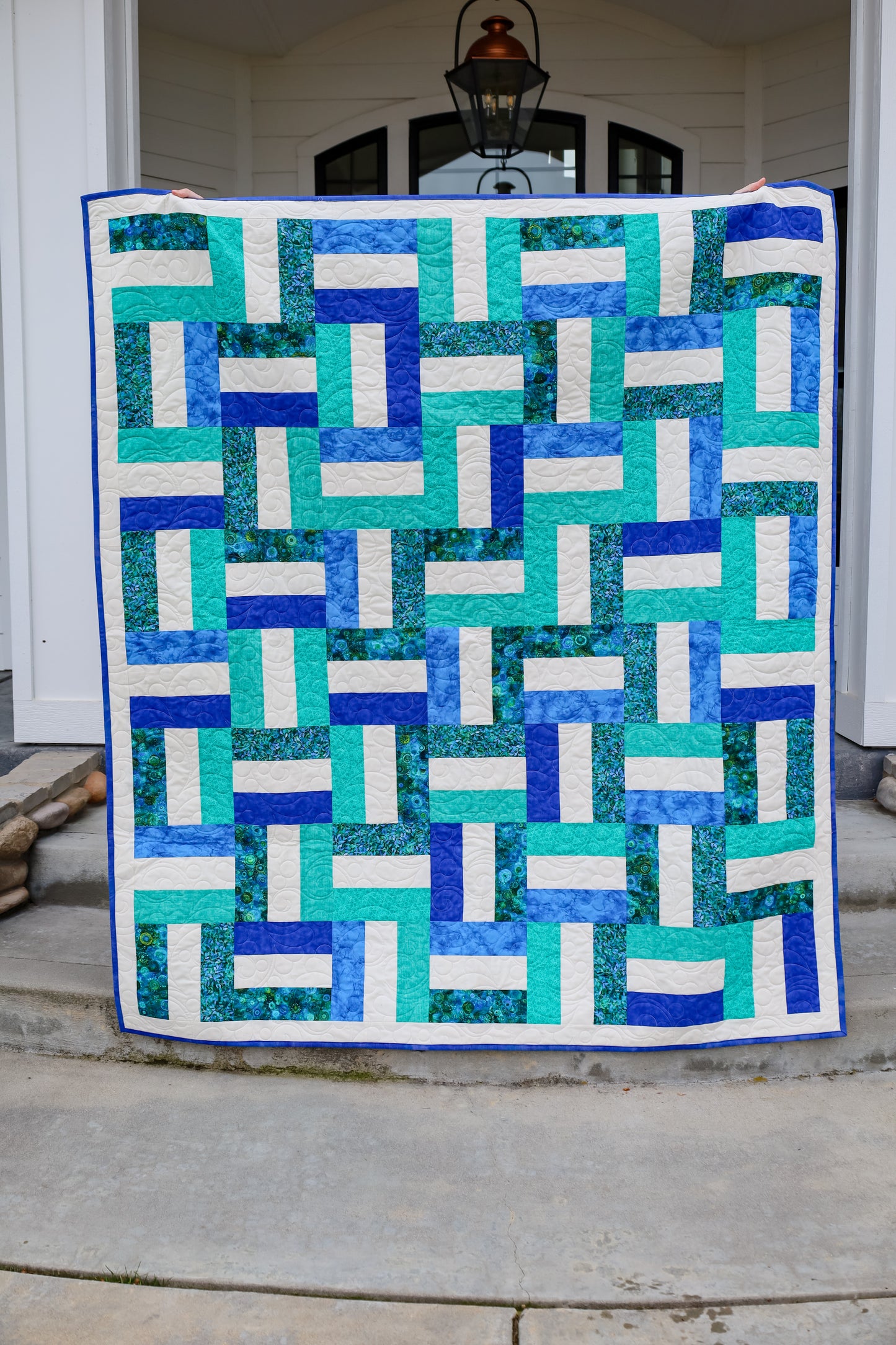 Picket Fences Breezy Blues  Pre-Cut Ready-To-Sew Quilt Kit
