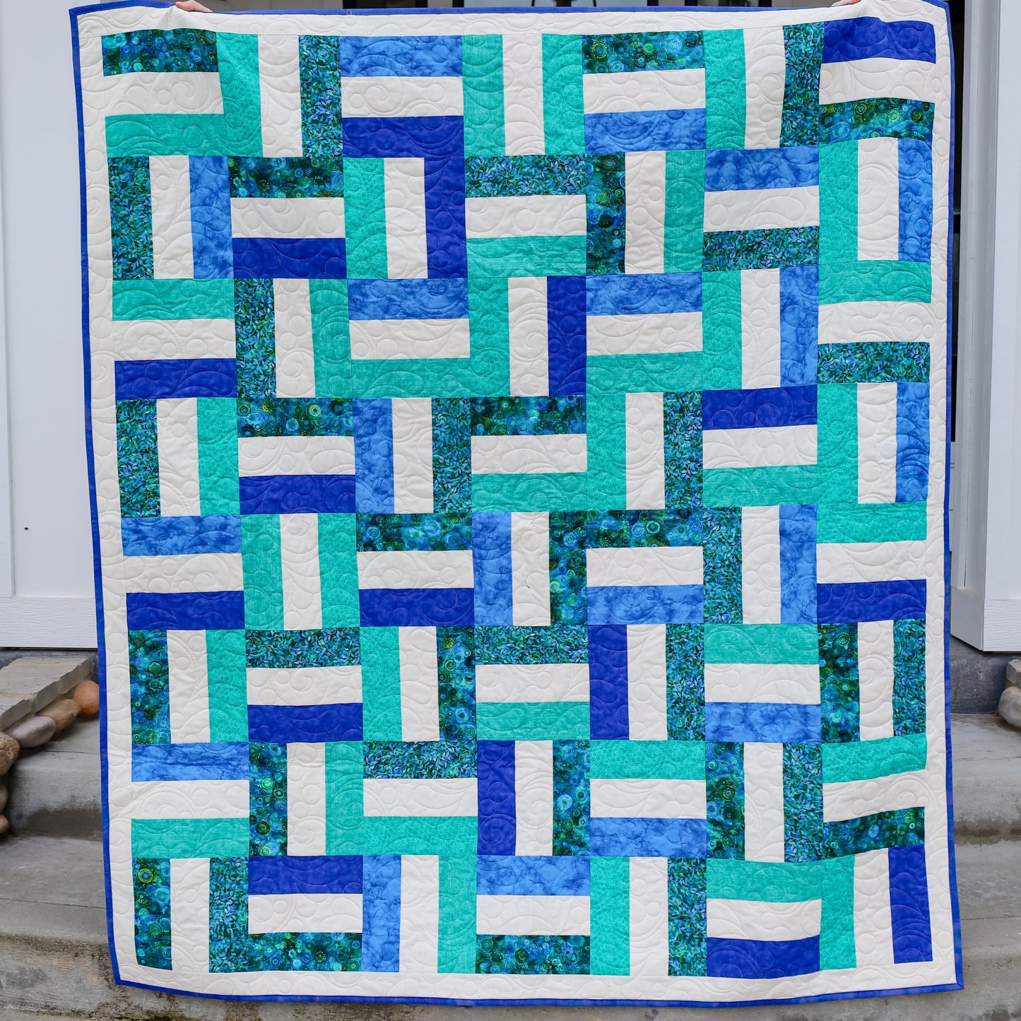 Picket Fences Breezy Blues  Pre-Cut Ready-To-Sew Quilt Kit