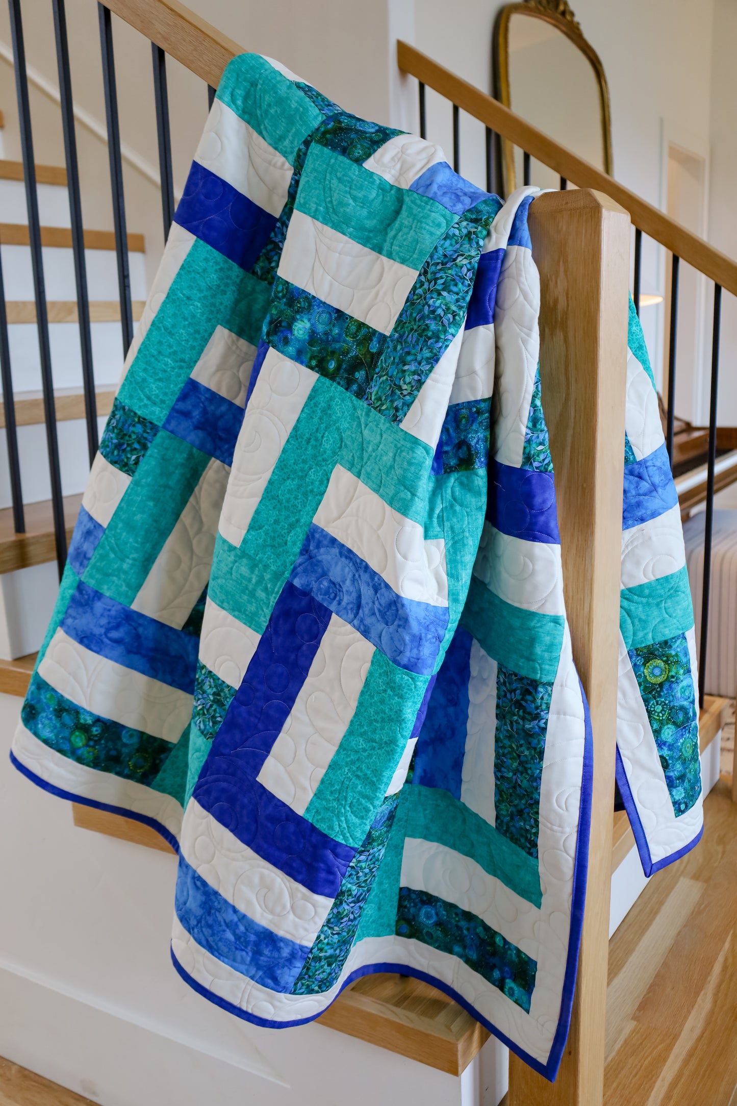 Picket Fences Breezy Blues  Pre-Cut Ready-To-Sew Quilt Kit