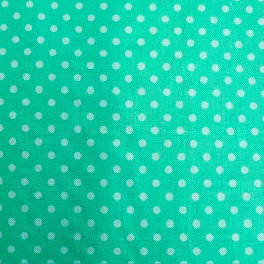 END OF BOLT 718 Mint Green Polka Dots Fabric background 100% cotton quilting fabric