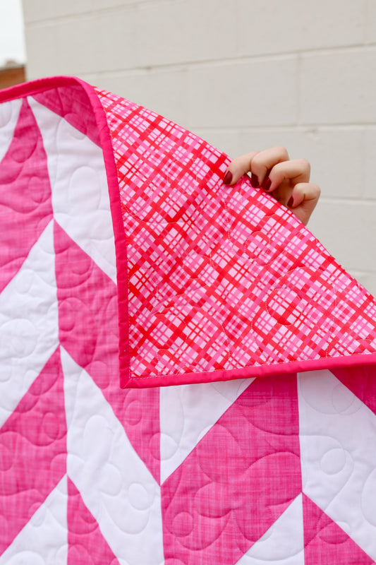 Pink Plaid Backing for Little Zig Zags in Pink quilt, 1.5 yards
