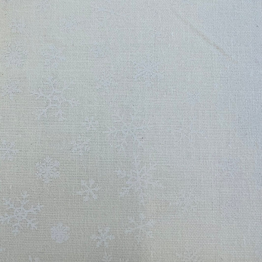 END OF BOLT 760 White Snowflakes on Cream Fabric background 100% cotton quilting fabric