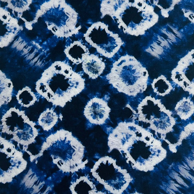 END OF BOLT 838 Navy Blue White Tie Dye 100% cotton quilting fabric
