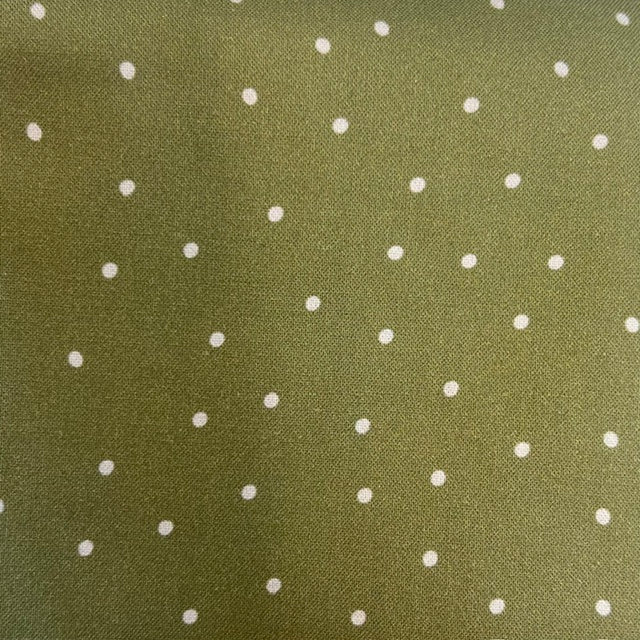 END OF BOLT 866 My Fabric Addiction Olive Green Polka Dots background 100% cotton quilting fabric