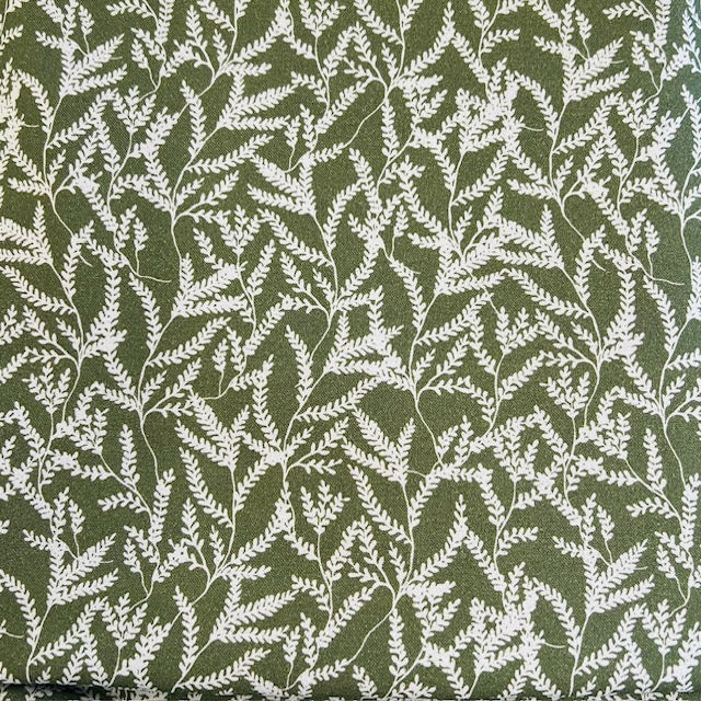 END OF BOLT 944 My Fabric Addiction White Flowers on Sage Green Background 100% cotton quilting fabric
