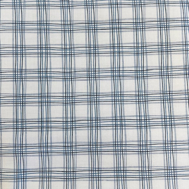 END OF BOLT 945 My Fabric Addiction White Blue Plaid Background 100% cotton quilting fabric