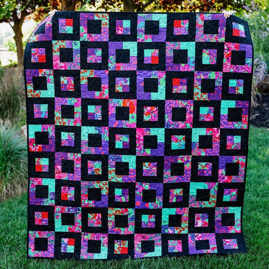 Four Patch Escape Precut Quilt Kit Featuring Botanic Blast Fabric