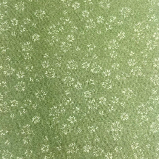 END OF BOLT 981 My Fabric Addiction Sage Green Flowers on Green Background 100% cotton quilting fabric
