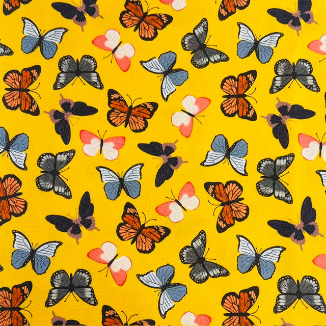 END OF BOLT 987 My Fabric Addiction Butterflies on Yellow Background 100% cotton quilting fabric