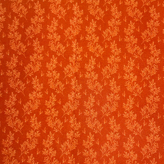 END OF BOLT 990 My Fabric Addiction Burnt Orange Floral Flowers Background 100% cotton quilting fabric