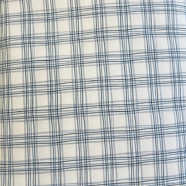 END OF BOLT 1049 My Fabric Addiction Blue Plaid on White background 100% cotton quilting fabric