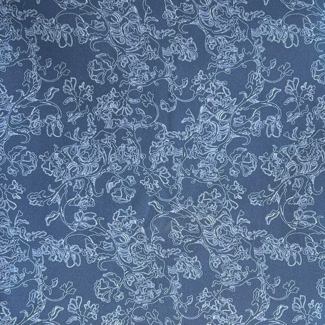 END OF BOLT 1106 My Fabric Addiction Blue Flowers on Navy Blue background 100% cotton quilting fabric