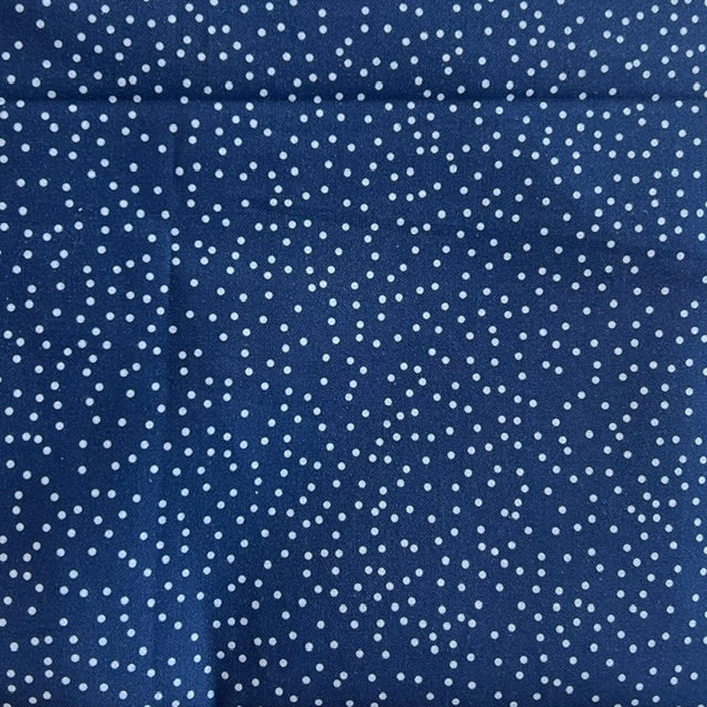END OF BOLT 1107 My Fabric Addiction Blue Dots on Navy Blue background 100% cotton quilting fabric