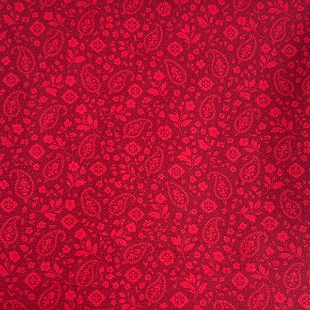END OF BOLT 1115 My Fabric Addiction Red Paisley on Red background 100% cotton quilting fabric