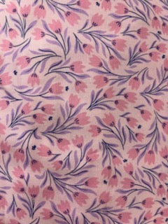Quilt Fabric BY THE YARD Sale Closeout Bargain Clearance Cute Pink and Purple Floral on Light Pink background Basic 100% cotton quilting fabric