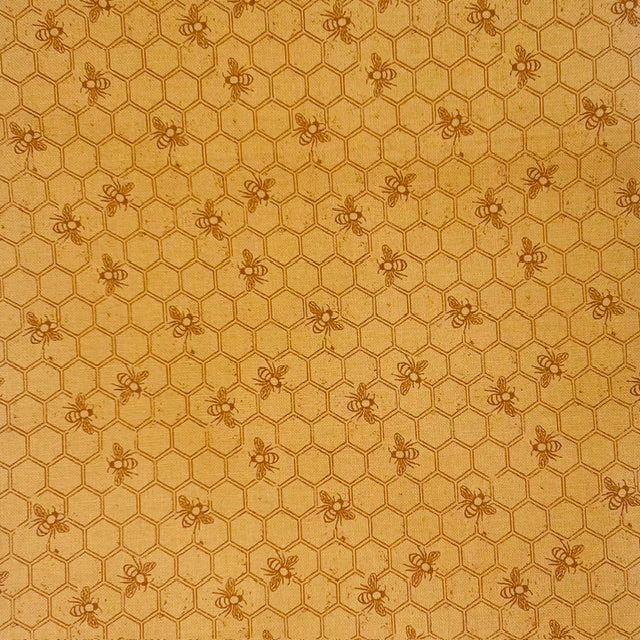 END OF BOLT 1182 Peach Orange Bees Honeycomb background 100% cotton quilting fabric
