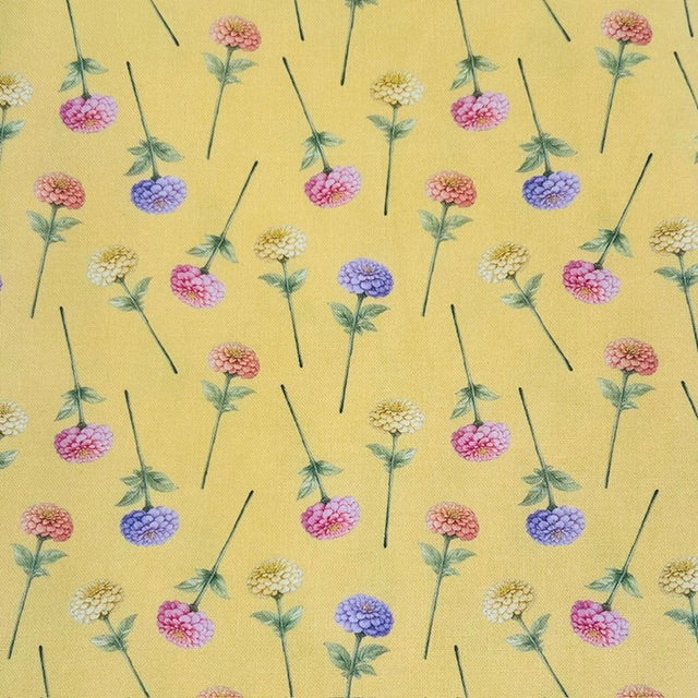 END OF BOLT 1183 Flowers on Yellow background 100% cotton quilting fabric