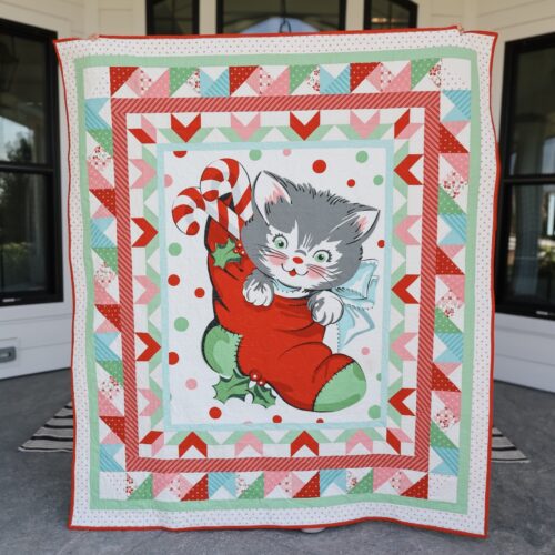 Henrietta Precut Sew-Ready Quilt Kit Featuring Kitty Christmas Fabric by Urban Chiks for Moda