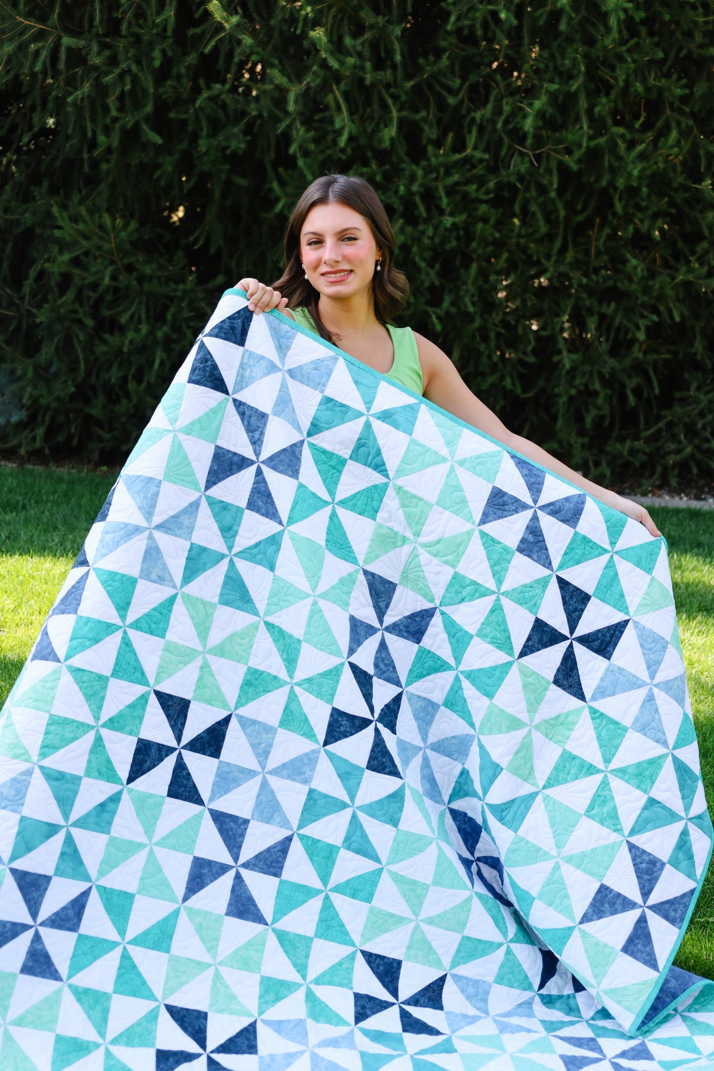 Pinwheel Perfection Blues  Sew-Ready Quilt Kit Featuring Gorgeous Riley Blake Shabby Basics Line