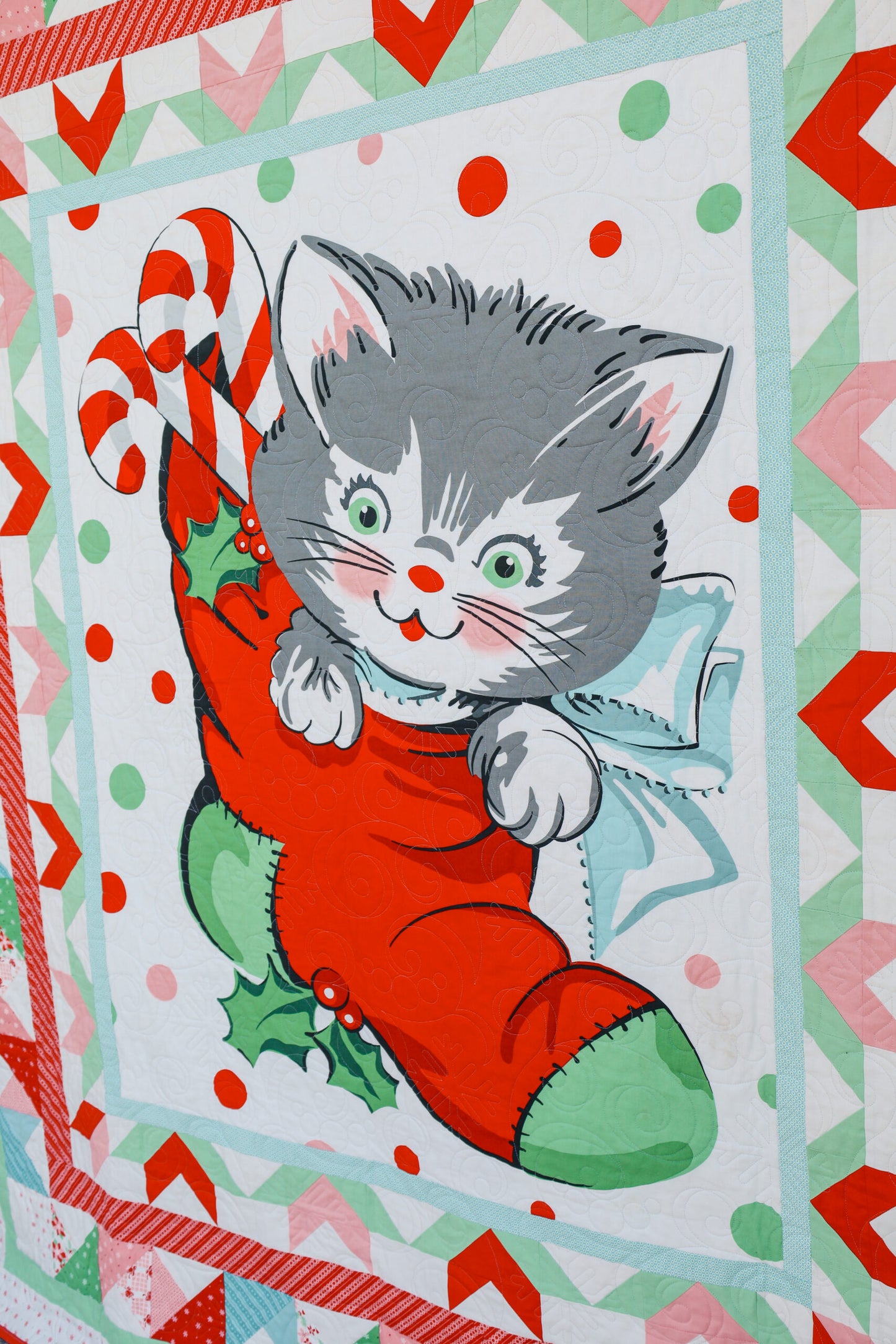 Henrietta Precut Sew-Ready Quilt Kit Featuring Kitty Christmas Fabric by Urban Chiks for Moda