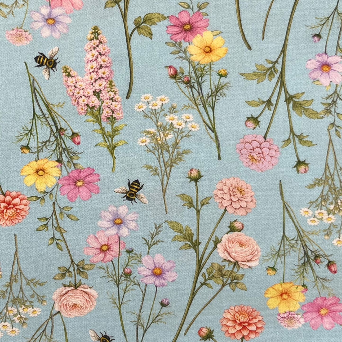 Blue floral backing for Cut Flowers quilt, 4 yards