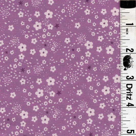 Purple daisy backing for Mystic Scrappy Stars quilt, 4 1/8 yards