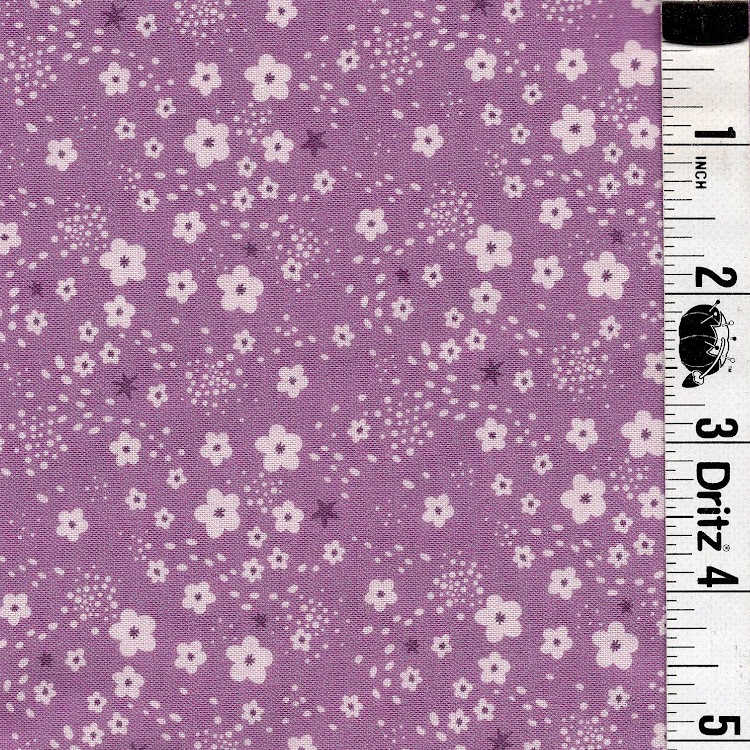 5-Yard Continuous Fabric Cuts Flowers on Lavender Purple– Endless Possibilities!