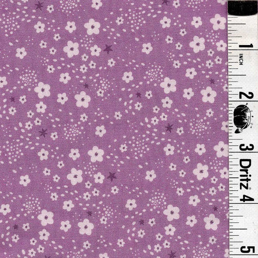5-Yard Continuous Fabric Cuts Flowers on Lavender Purple– Endless Possibilities!