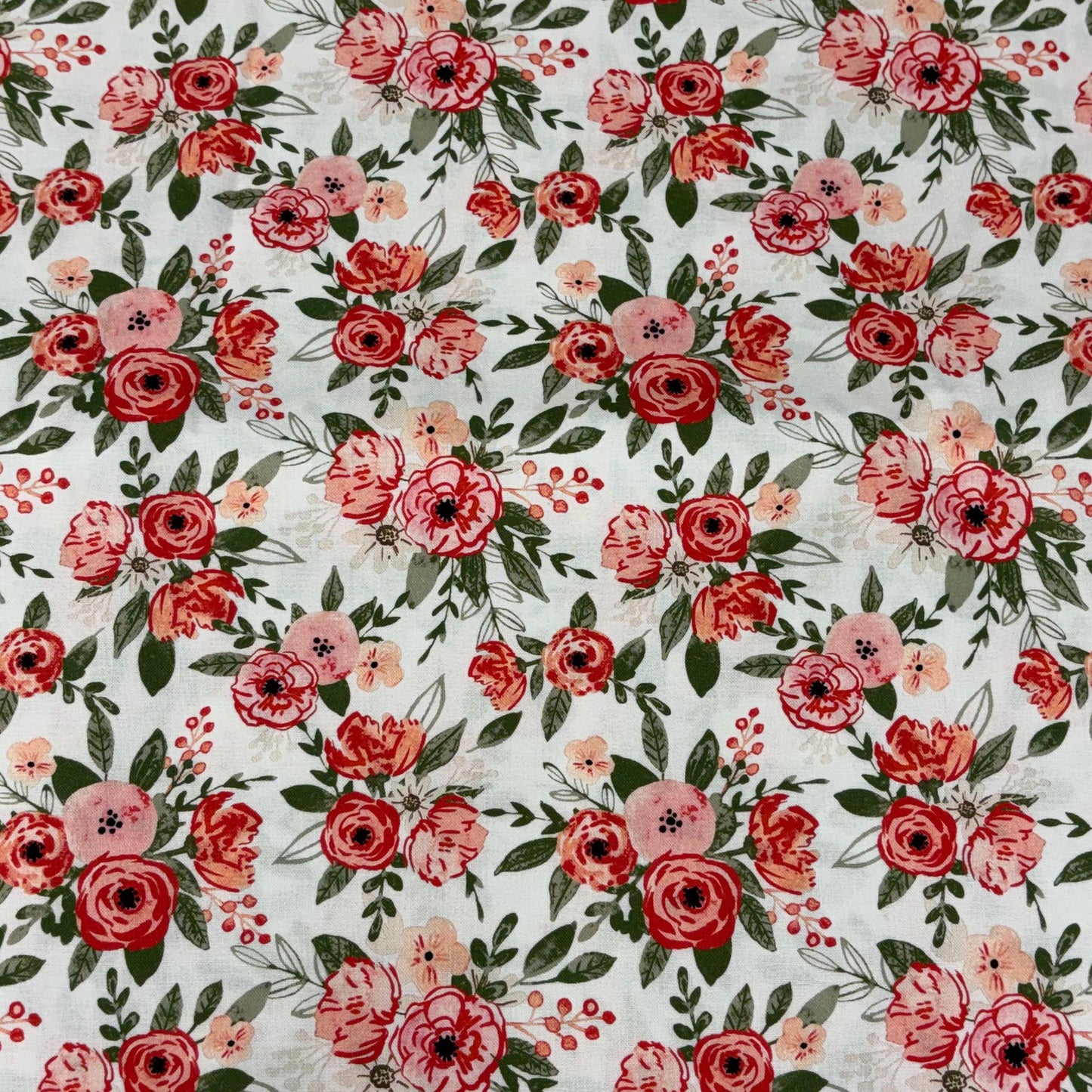 Backing for Manchester Quilt, White Floral, 4 yards