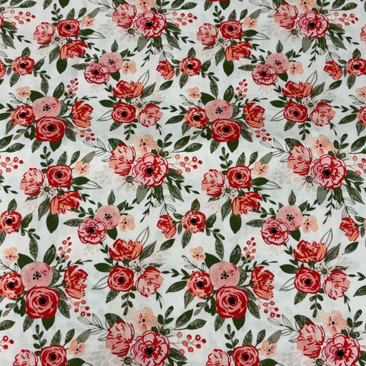Backing for Manchester Quilt, White Floral, 4 yards