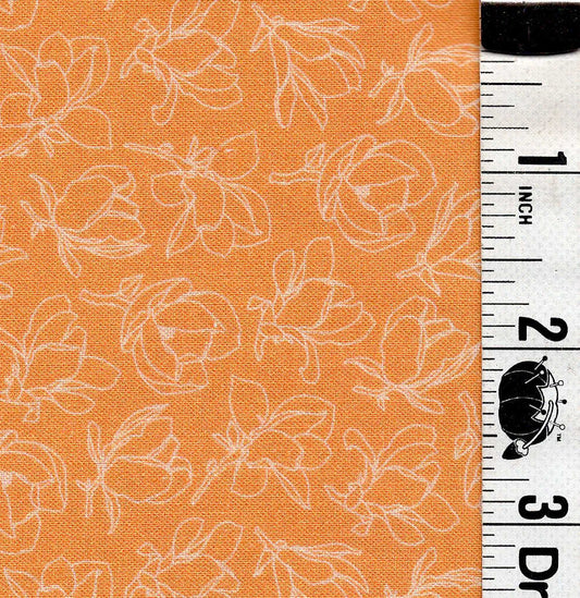5-Yard Continuous Fabric Cuts Floral Outlines on Mustard Yellow– Endless Possibilities!