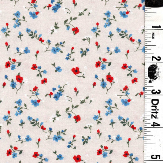 5-Yard Continuous Fabric Cuts Patriotic Floral on Cream – Endless Possibilities!